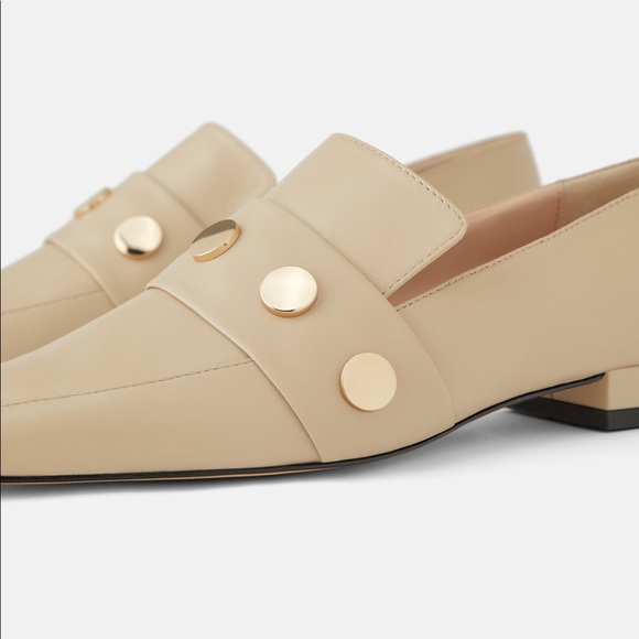 Genuine Leather Gold Stud Loafers - Picture 4 of 7